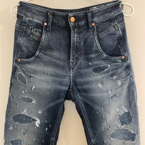 Diesel Fayza -Ne Denim + Sweatpants. With Rose gold hardware. - Picture 3 of 12